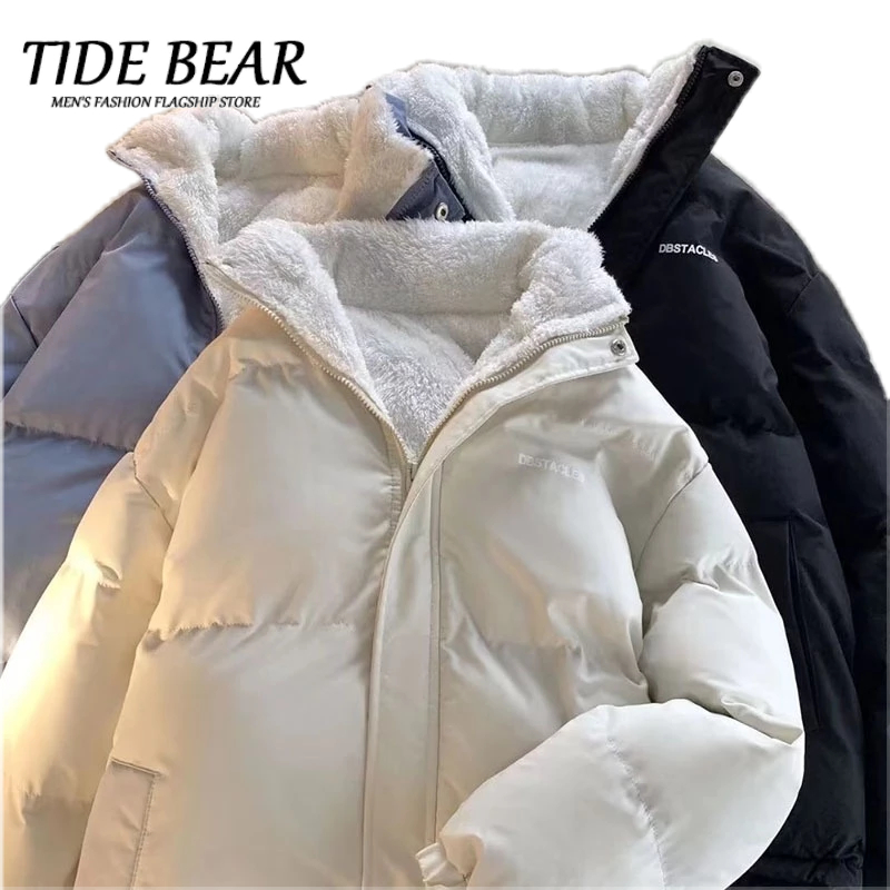 TIDE BEAR Áo Khoác Cổ Đứng Lót Nhung Giữ Ấm Thời Trang Hàn Quốc Cho Nam Nữ