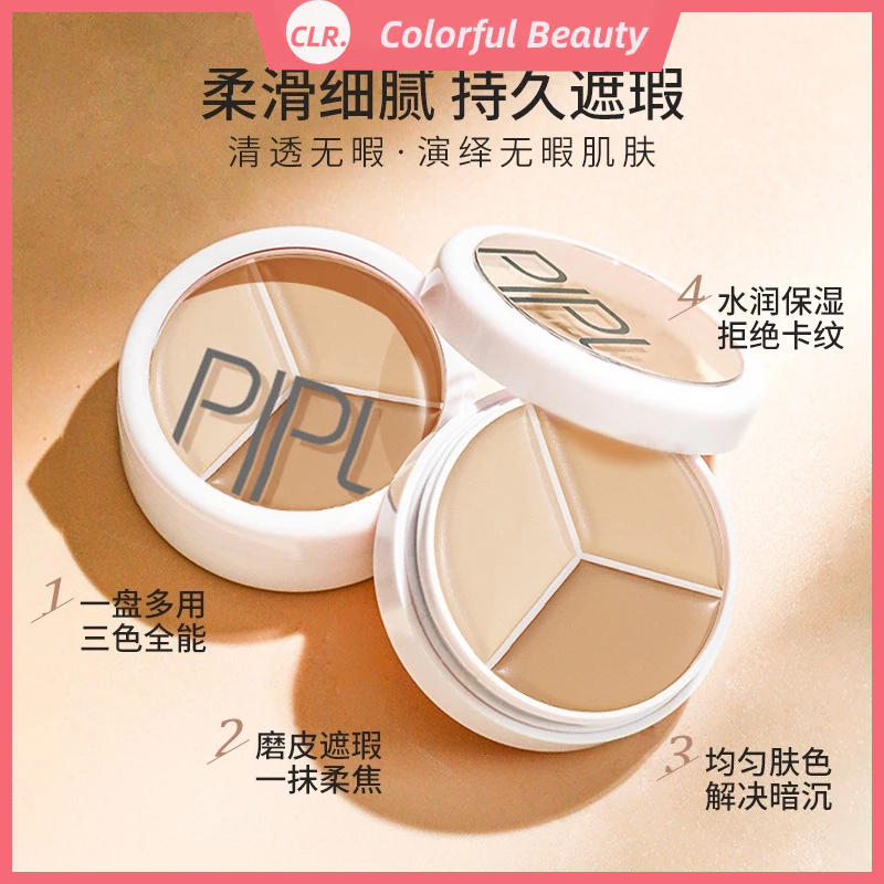 Pipl Bảng Kem Che Khuyết Điểm Ba Màu Che Phủ Mụn Và Vết Thâm Trên Da Khô Và Kiềm Dầu