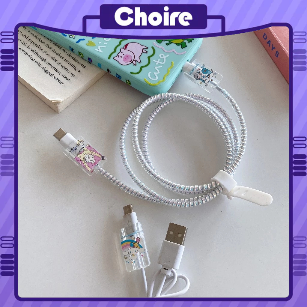 Phụ Kiện Bảo Vệ Đầu Dây Cáp Sạc USB Chống Gãy Hình Hoạt Hình Dễ Thương-CH