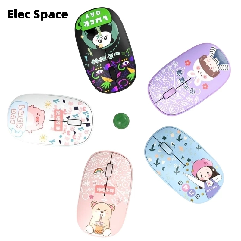 Elec Space Mới Chuột Không Dây 2.4g / bluetooth 5.0 Hoạt Hình Đáng Yêu Cho Máy Tính