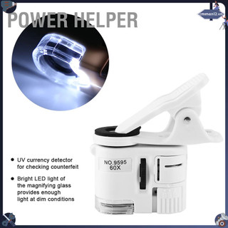 Power Helper Kính lúp 9595W 60X LED UV Light Mini Điện thoại di động hiển vi