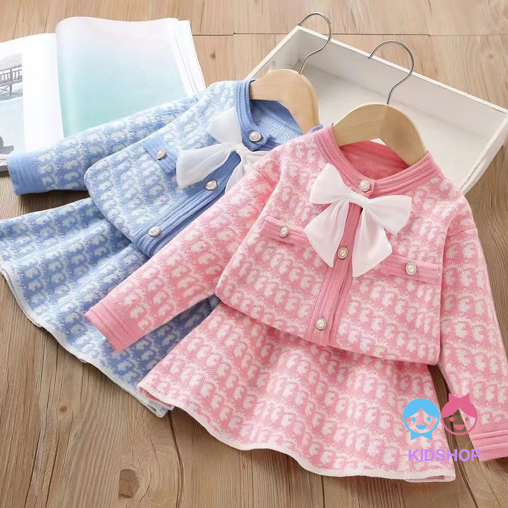 Bộ Áo Len Lông Cừu Dệt Kim Tay Dài Màu Sắc Tương Phản Phong Cách Hàn Quốc Thời Trang Thu Đông 2023 Dành Cho Bé Gái