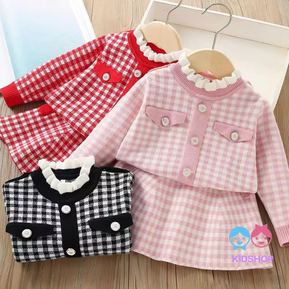 Bộ Áo Len Lông Cừu Dệt Kim Tay Dài Màu Sắc Tương Phản Phong Cách Hàn Quốc Thời Trang Thu Đông 2023 Dành Cho Bé Gái