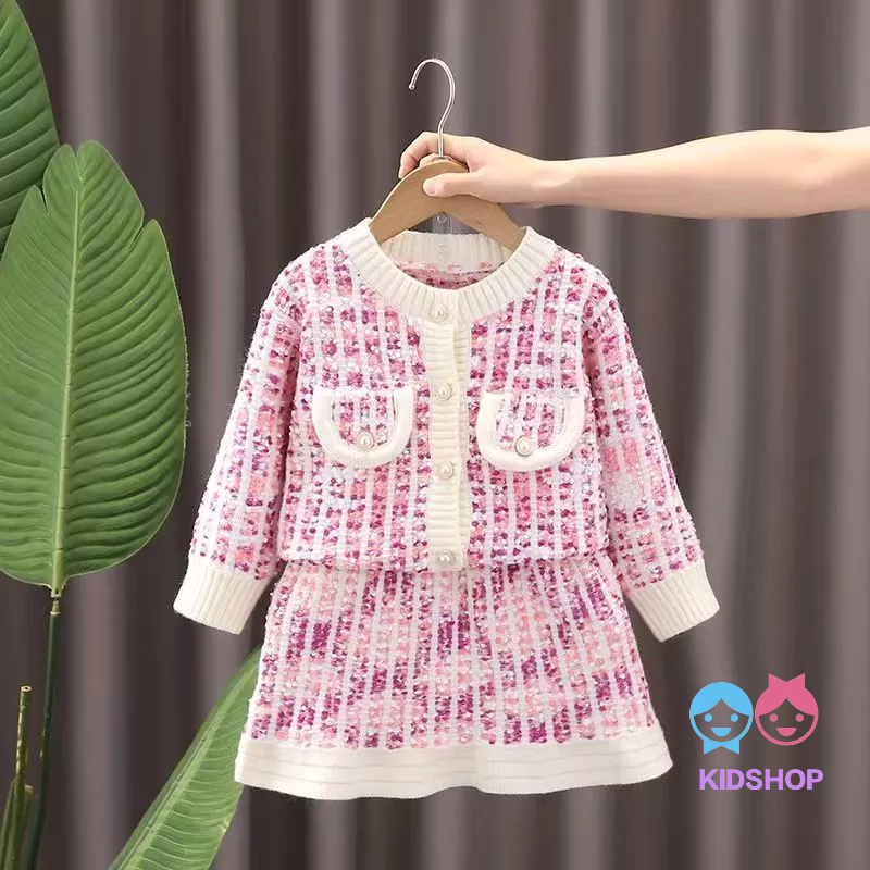 Bộ Áo Len Lông Cừu Dệt Kim Tay Dài Màu Sắc Tương Phản Phong Cách Hàn Quốc Thời Trang Thu Đông 2023 Dành Cho Bé Gái