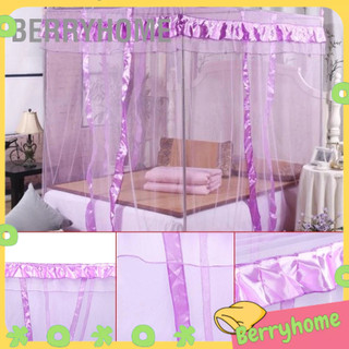 BerryHome Công Chúa sang trọng Bốn Góc Bài Giường Màn Tán Lưới Chăn Ga Gối Chống Muỗi