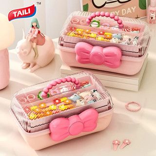 Hộp Đựng Kẹp Tóc / Kẹp Tóc / Trang Sức Để Bàn Chống Bụi Bẩn Đính Nơ Dễ Thương Cho Bé