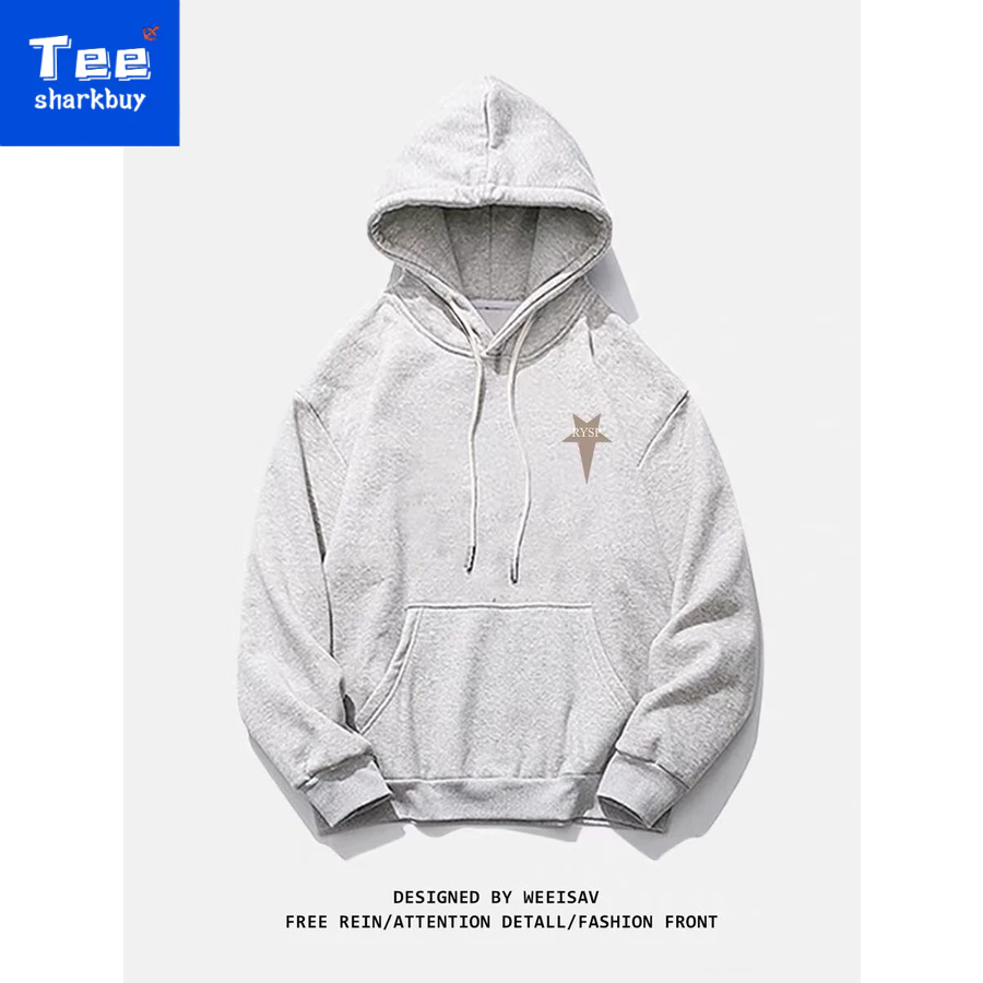 Áo hoodie TEESHARKBUY 100% cotton dài tay phong cách Âu Mỹ thời trang cho nam plus size M-5XL