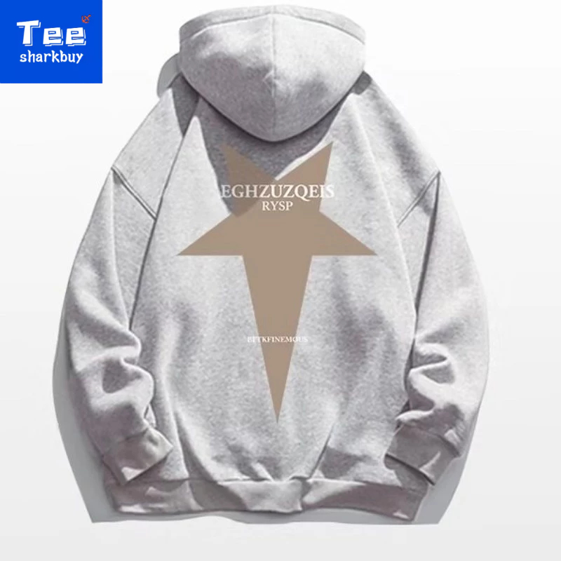 Áo hoodie TEESHARKBUY 100% cotton dài tay phong cách Âu Mỹ thời trang cho nam plus size M-5XL