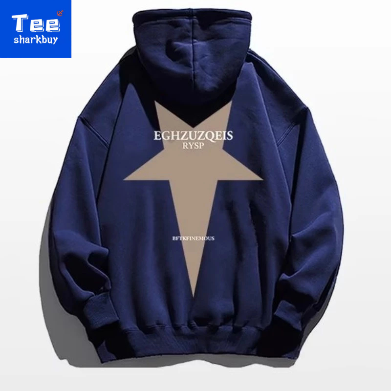 Áo hoodie TEESHARKBUY 100% cotton dài tay phong cách Âu Mỹ thời trang cho nam plus size M-5XL