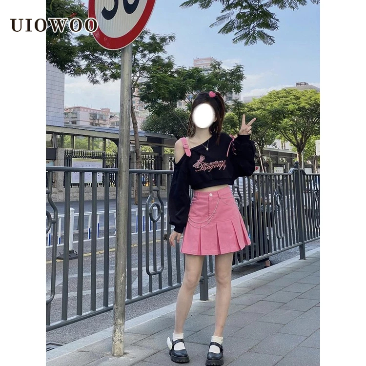 Uiowoo Áo Trễ Vai Phong Cách Pháp Thời Trang Mùa Thu Cho Nữ