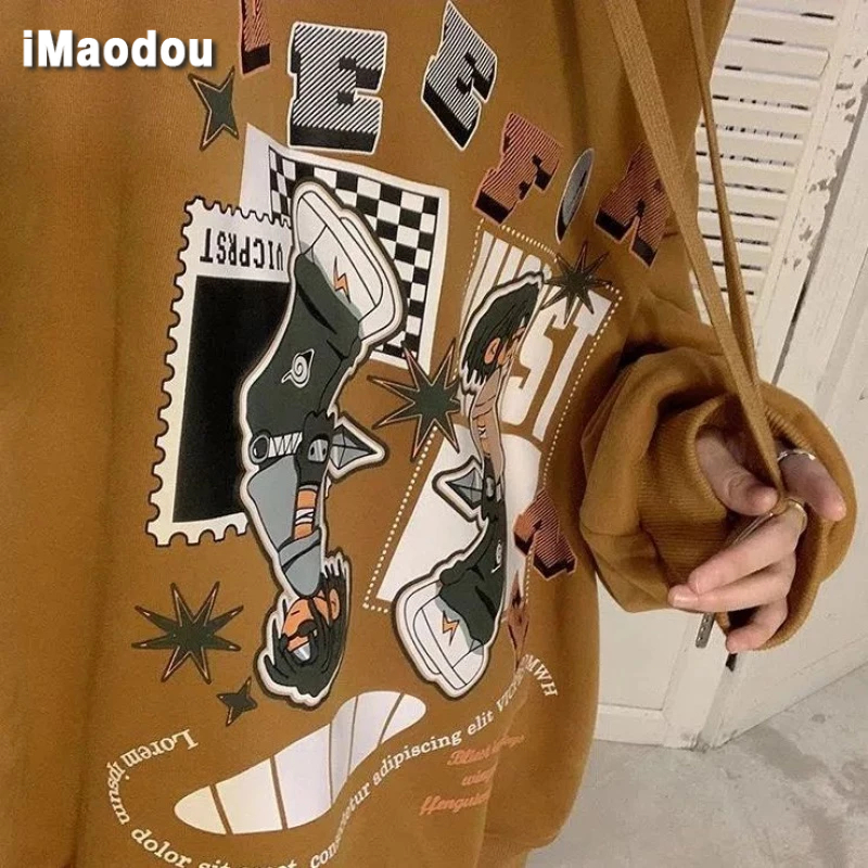 IMaodou Áo Khoác Hoodie In Họa Tiết Hoạt Hình Phong Cách Hip Hop Mỹ Thời Trang Thu Đông Cho Nam