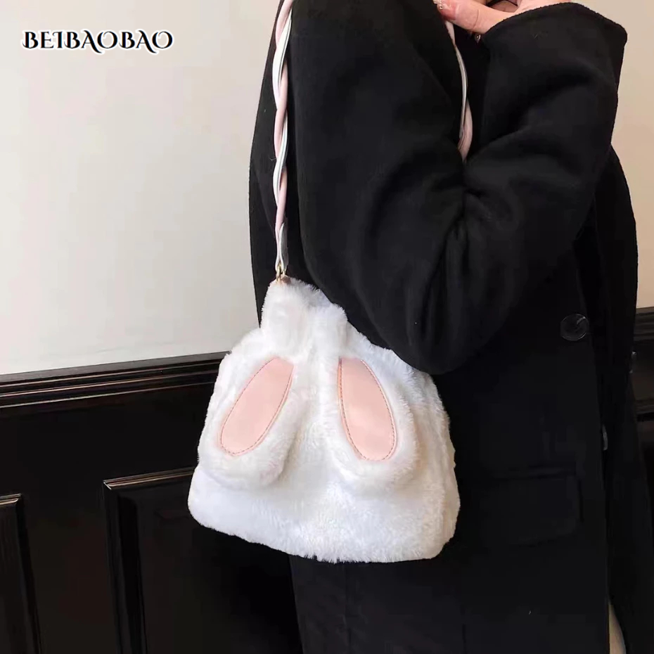 BEIBAOBAO Túi đeo chéo hình thỏ dễ thương sang trọng thời trang dành cho nữ Túi xô tự làm