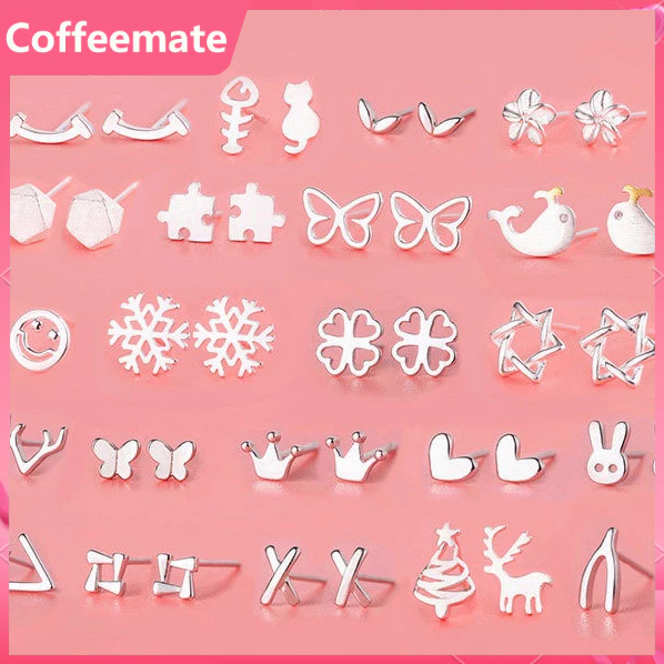 【coffeemate】⚡Bông tai mạ bạc 925 nhiều kiểu dáng giản đơn phong cách Hàn thanh lịch dành cho nữ