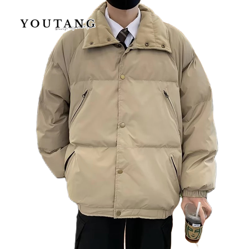 YOUTANG Áo Khoác cotton Dày Dặn Dáng Rộng Phong Cách Mỹ Cho Nam Nữ