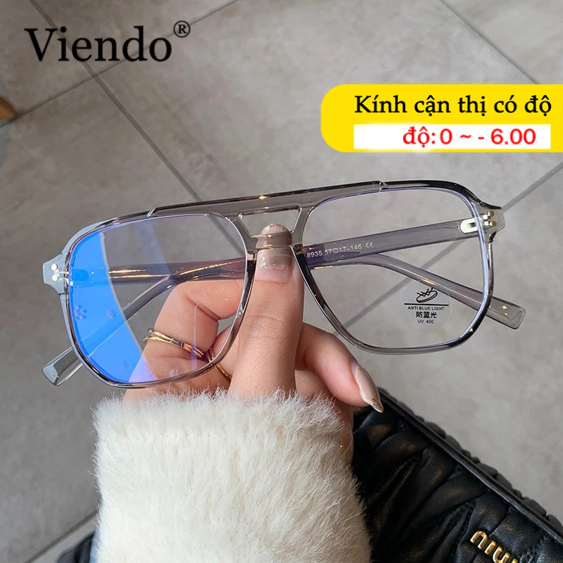 VIENDO Kính Cận Gọng Vuông Chống Ánh Sáng Xanh Đổi Màu 0-6 Độ Kính Cận Có Độ Thời Trang Nam Nữ