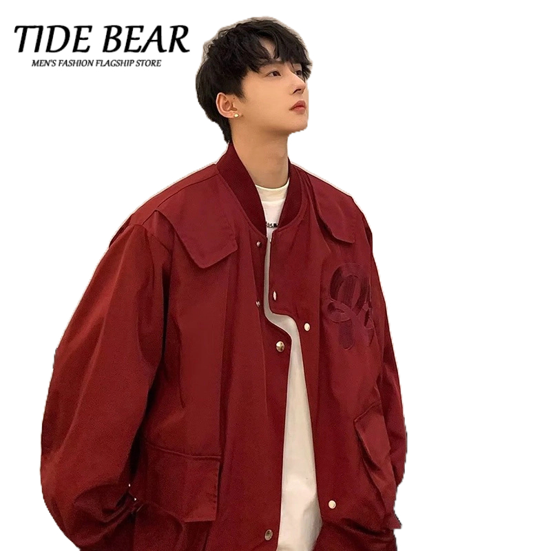 TIDE BEAR Áo Khoác Bóng Chày Cao Cấp Thêu Hình Gấu Phong Cách Đường Phố Hàn Quốc Thời Trang Mùa Thu Cho Nam Và Nữ