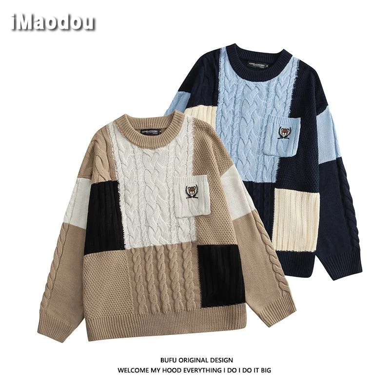 IMaodou Áo sweater Dệt Kim Phong Cách retro Nhật Bản Thời Trang Thu Đông Hàng Mới 2023