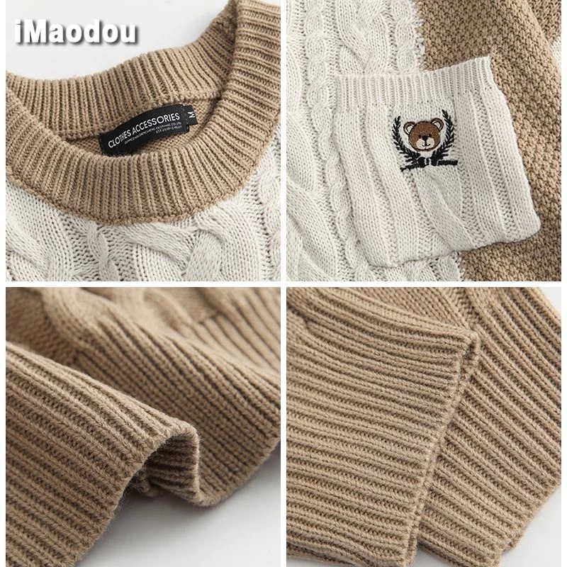 IMaodou Áo sweater Dệt Kim Phong Cách retro Nhật Bản Thời Trang Thu Đông Hàng Mới 2023