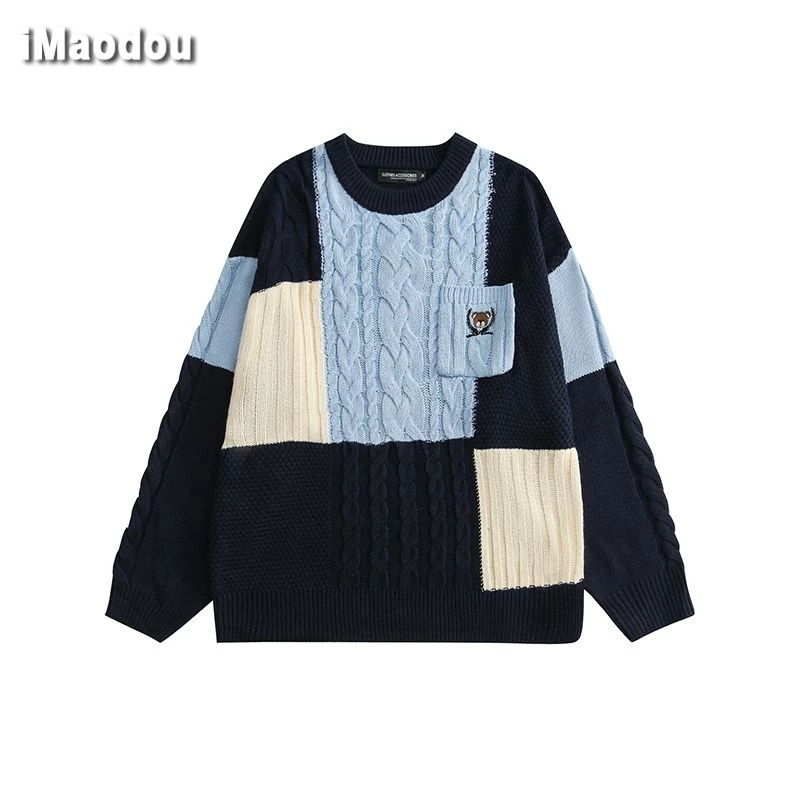IMaodou Áo sweater Dệt Kim Phong Cách retro Nhật Bản Thời Trang Thu Đông Hàng Mới 2023