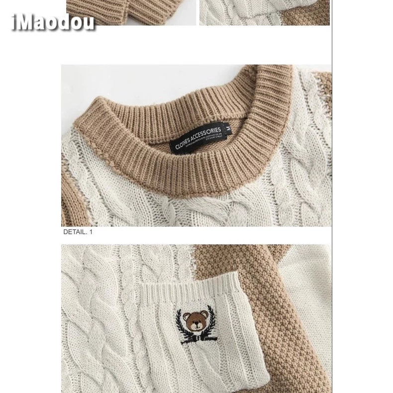 IMaodou Áo sweater Dệt Kim Phong Cách retro Nhật Bản Thời Trang Thu Đông Hàng Mới 2023