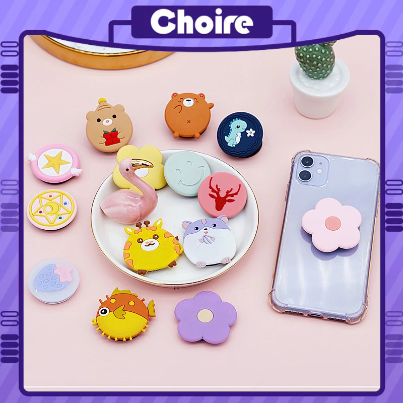 Khung túi khí hoạt hình sáng tạo có thể thu vào PVC mềm dính 3D Giá đỡ điện thoại di động-CH