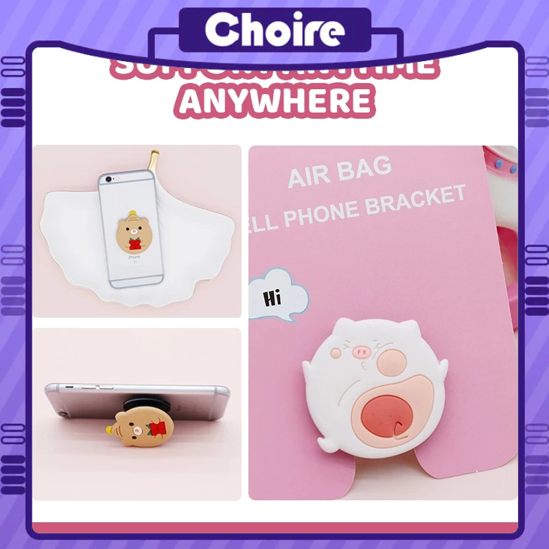 Khung túi khí hoạt hình sáng tạo có thể thu vào PVC mềm dính 3D Giá đỡ điện thoại di động-CH