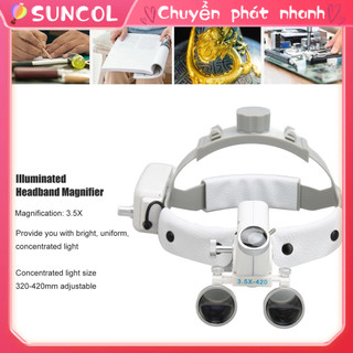Kính lúp đeo đầu được chiếu sáng bằng đèn led nha khoa ống nhòm 3 5x 320 đến 420mm đèn phẫu thuật 100‑240v suncol
