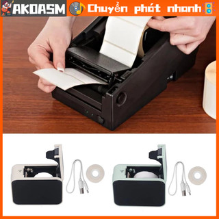 AKOASM Ứng dụng máy in nhãn nhiệt Bluetooth Máy tạo mini có thể sạc lại với 1 cuộn giấy chống thấm