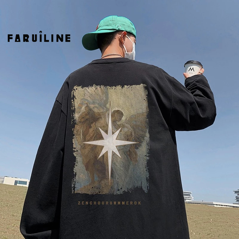 Áo Thun cotton Ngắn Tay Dáng Rộng Thời Trang retro Cá Tính Cho Nam Áo thun nam cổ điển