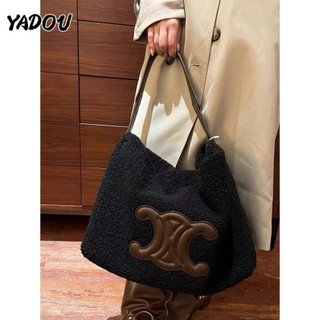 Túi tote đeo vai cỡ lớn bằng lông cừu thời trang thu đông mới