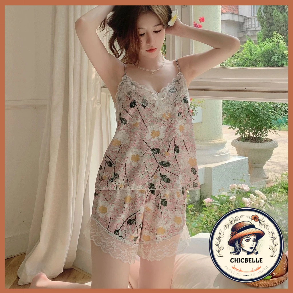 Bộ Đồ Ngủ Bằng Lụa Mát In Họa Tiết Thời Trang Dành Cho Nữ ChicBelle