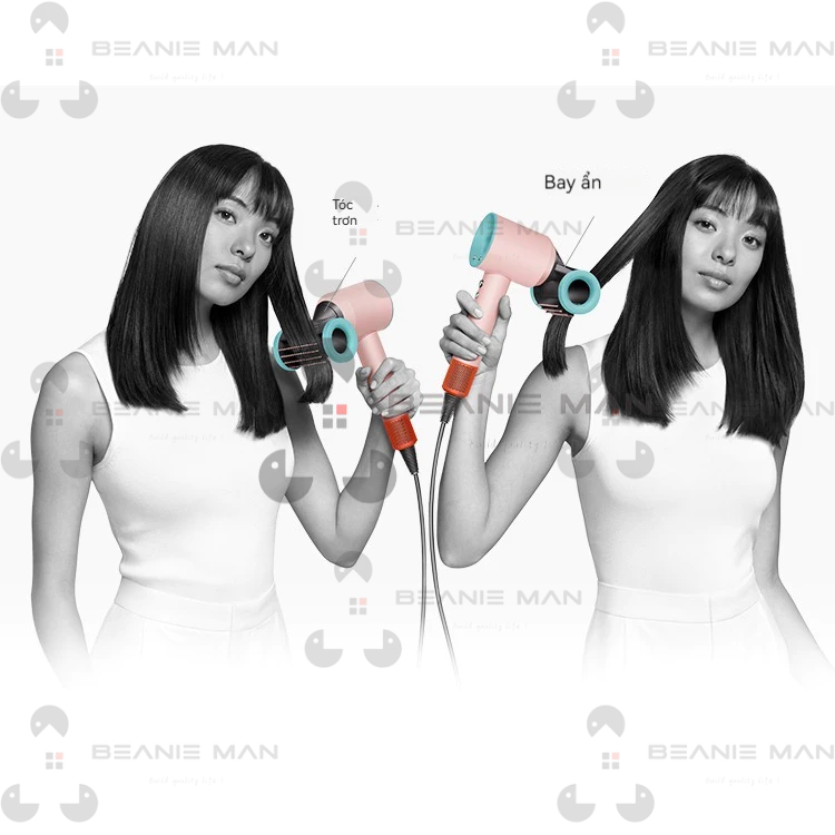 Máy Sấy Tóc anion 1.8m Và 3m Dây Kẹp Và 4 Đầu Kẹp Khác Nhau, 1600w Siêu Khô Tóc Nhanh Và Tạo Kiểu Tóc Nóng Và Lạnh.