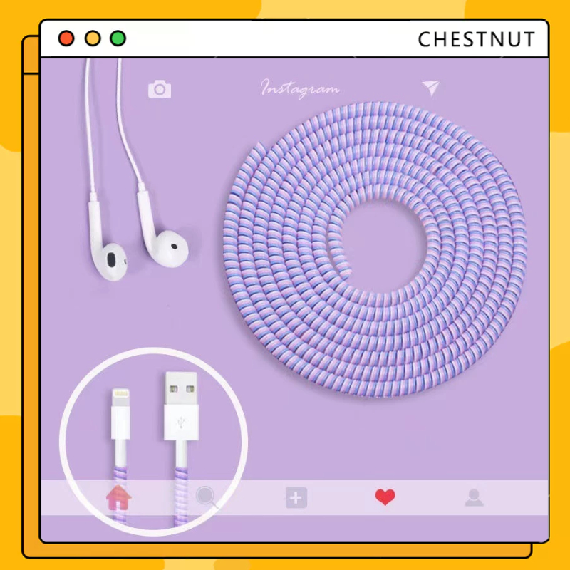 COD❤️1 Dây Xoắn Quấn Bảo Vệ Cáp Tai Nghe Dài 1.4M/55 Inches-CT