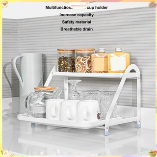 Best cook Cốc 2 tầng Giá phơi có khay thoát nước Mặt bàn bếp PP bằng thép carbon Kệ lưu trữ tổ chức cho gia đình Bát đựng chai thủy tinh