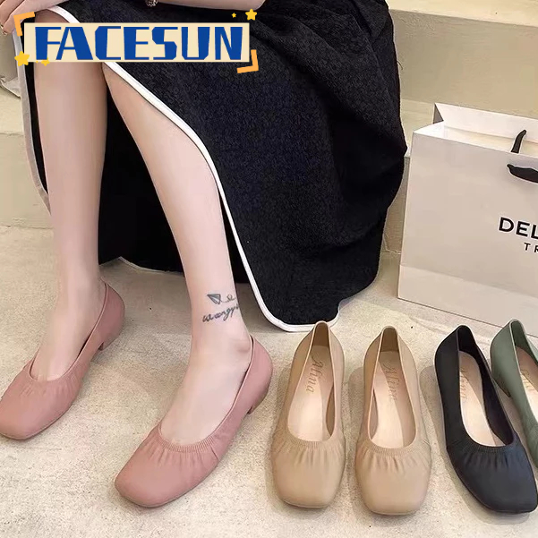 Facesun Mới Xăng đan Mũi Vuông Đế Dày Mềm Mại Thời Trang Mùa Hè Đơn Giản Cho Nữ