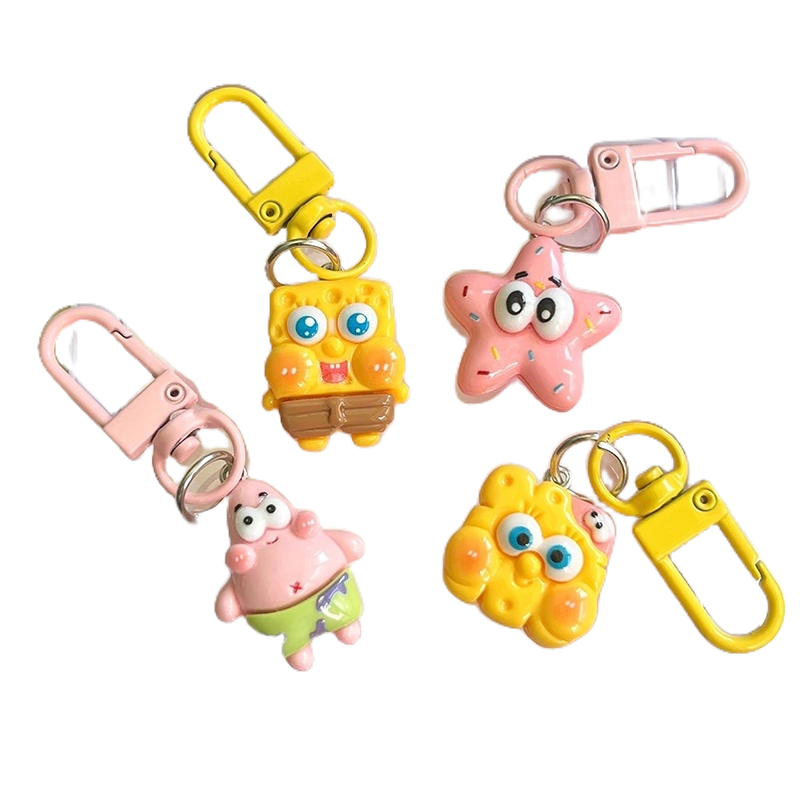 Móc Khóa Hình spongebob / Sao Biển / Ngôi Sao Hoạt Hình Dễ Thương Sáng Tạo Trang Trí Ba Lô  Làm Quà Tặng Cho Bạn Gái