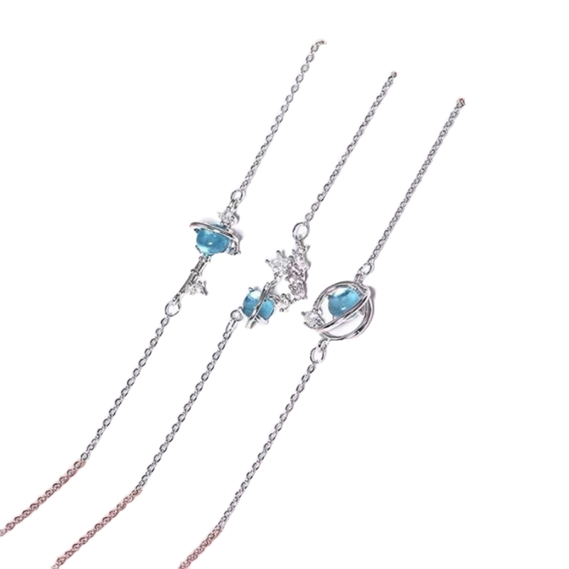 Vòng Tay Hình Hành Tinh Màu Xanh Dương  Vòng Tay Hành Tinh Màu Xanh Dương Ba Học Sinh Bạn Bè Cặp Đôi Ngôi Sao Thủ Công Làm Quà Tặng Tình Bạn