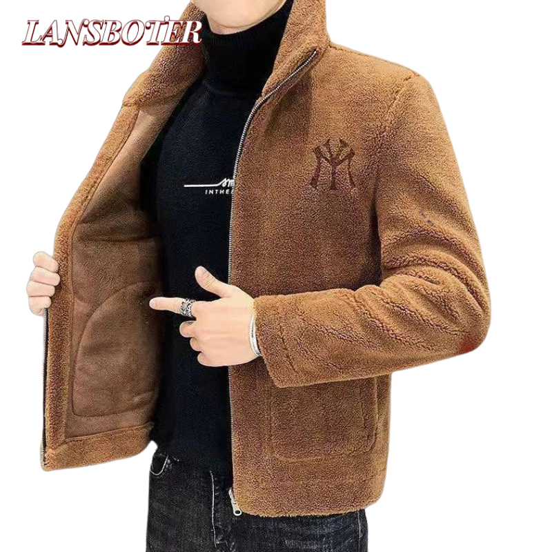 Lansboter Áo Khoác Len Lông Cừu Dáng Rộng Thời Trang Xuân Thu Cho Nam