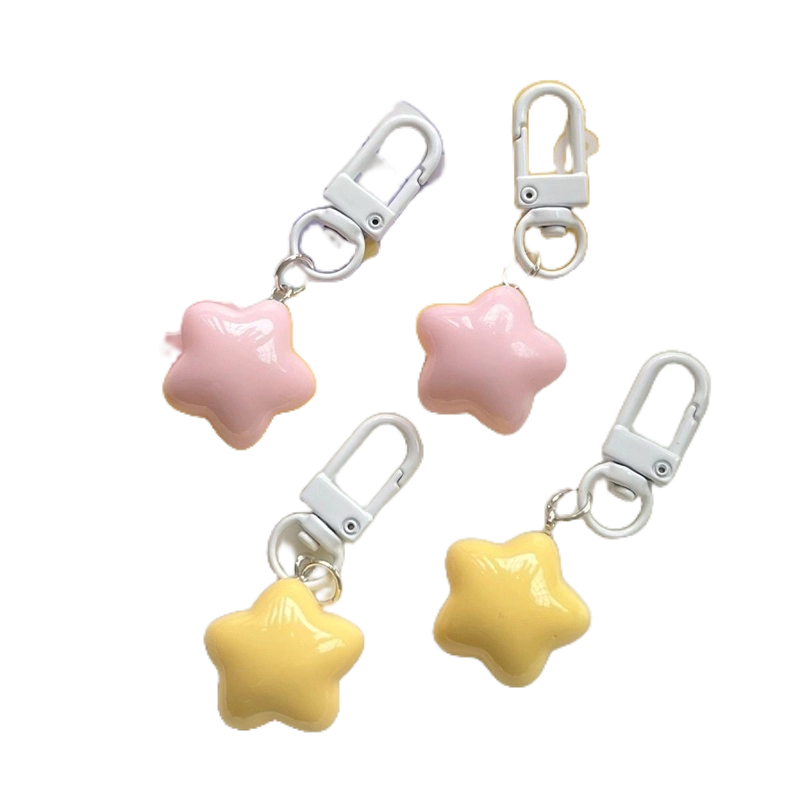 Purelove> ngôi sao dễ thương móc khóa mặt dây chuyền chìa khóa cho bé gái ba lô charm five-pointed star key ring headphone case accessorie quà tặng sáng tạo mới
