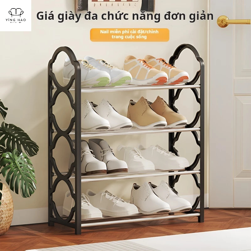 YING HAO Giá giày ren bốn lớp đa chức năng gia dụng, giá giày nhiều lớp có thể tháo rời ký túc xá, giá để giày