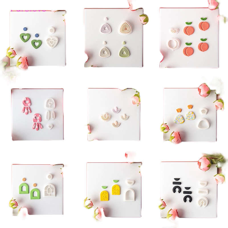 Khuôn Làm Bông Tai Handmade Bằng Đất Sét Polymer Hình Trái Tim Đơn Giản Mới