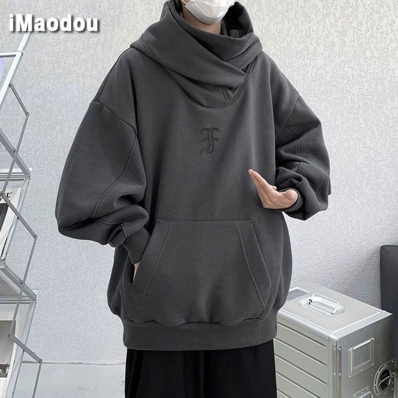 IMAODOU Áo hoodie  dày dặn cổ cao in họa tiết Ninja Mỹ thời trang thu đông cho nam