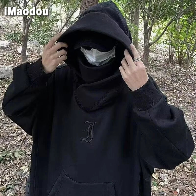 iMaodou Áo Khoác sweatshirt ninja Có Mũ Trùm Đầu Mùa Thu Đông Câu Lạc Bộ niche Kiểu Mỹ Sợ Hãi Nặng Cho Nam Và Nữ