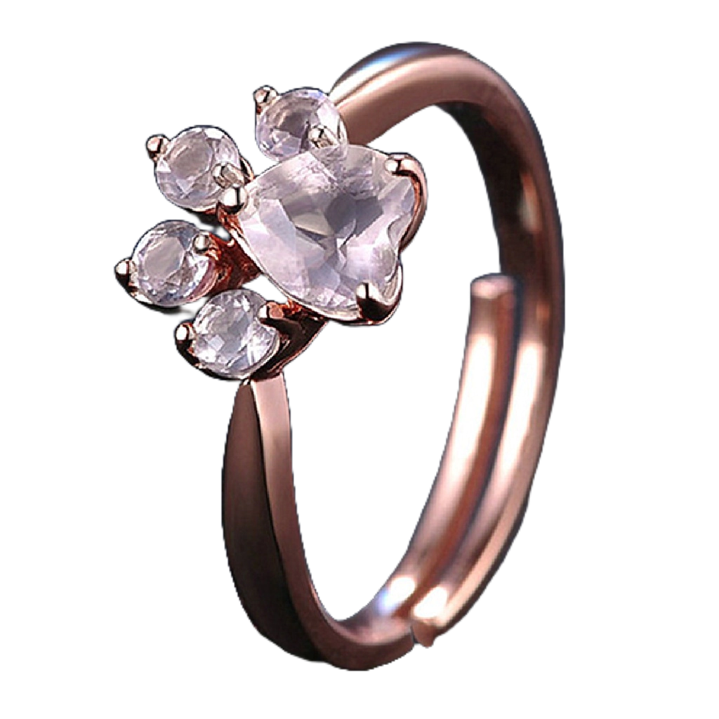 Luimo Nhẫn Hở Mạ Vàng Hồng Đính Đá zircon Hình Chân Mèo Có Thể Điều Chỉnh Làm Quà Tặng Cho Bạn Gái Bán Chạy