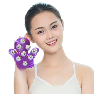 Găng tay massage cơ thể KQdsp 9 con lăn kim loại giúp thư giãn