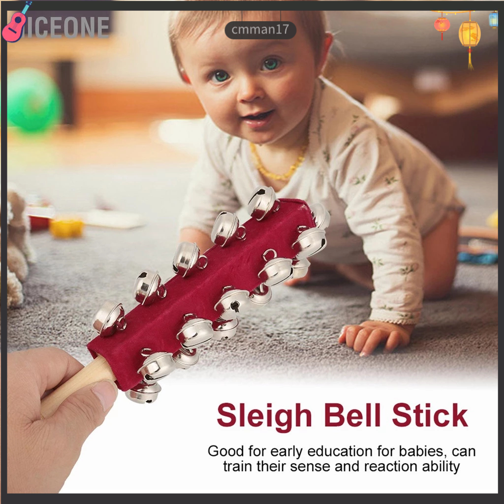 NiceOne  Cầm tay bằng gỗ 21 Jingle Bells Bar Sleigh Stick Đồ chơi trẻ em Nhạc cụ gõ cmman