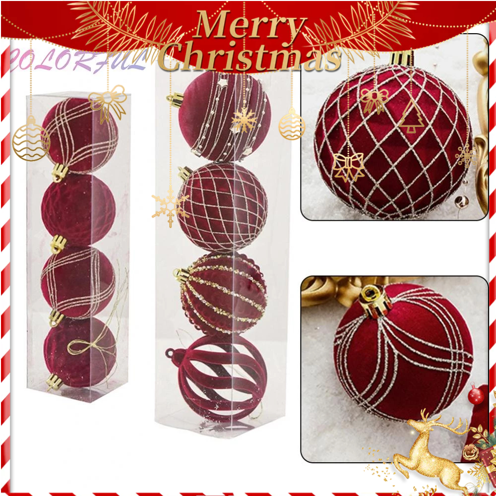 Set 4 Trái Châu Trang Trí Cây Thông Noel Kích Thước 6cm / 8cm