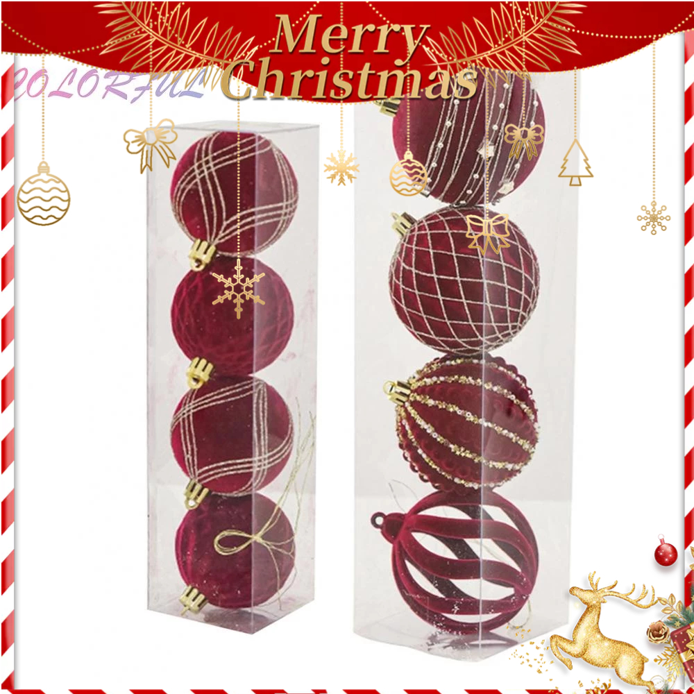 Set 4 Trái Châu Trang Trí Cây Thông Noel Kích Thước 6cm / 8cm