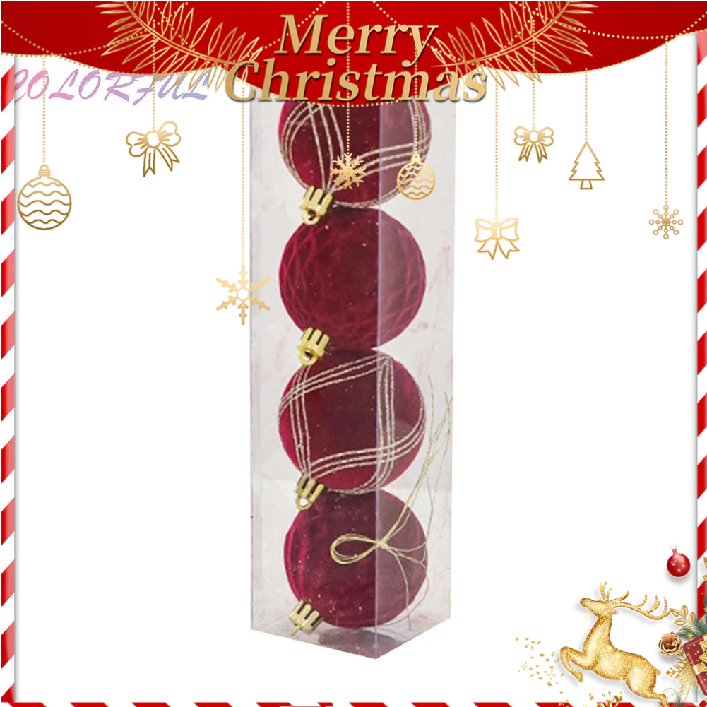 Set 4 Trái Châu Trang Trí Cây Thông Noel Kích Thước 6cm / 8cm