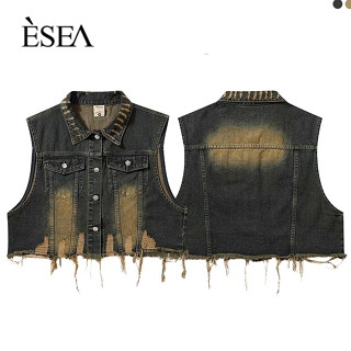 Esea Áo Khoác denim Không Tay Phong Cách hip hop Thời Trang Mới Cho Nam Và Nữ